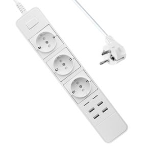 Zapatilla Alargue inteligente Smart 1.8MT 3 Schuko 4 USB 5A