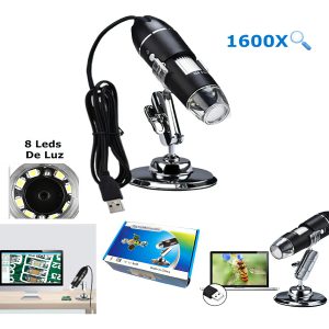 Microscopio / Lupa Digital USB 1600x / Disparo Jpeg / Video Avi