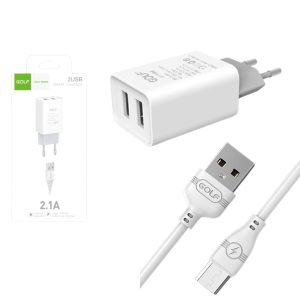Cargador De Pared GOLF Doble USB 2.1A + Cable Micro USB GF-U206