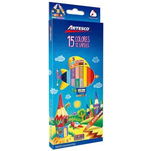 Lapices De Colores x15 Largos Artesco con sacapuntas