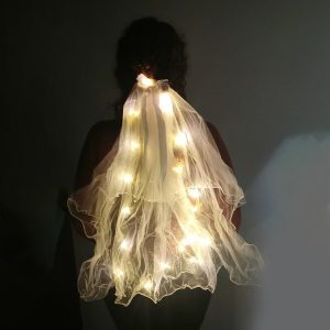 Disfraz velo de novia blanco con luz