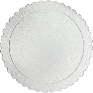 Base de Carton 32 cm Plata Ondulada