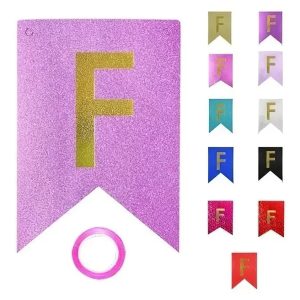 Cartel Feliz Cumpleaños Chico glitter party flags