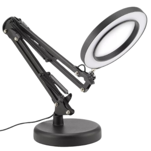 Soporte De Escritorio 2 En 1 (Base Y Morsa) Con Aro De Luz Led Con Lupa