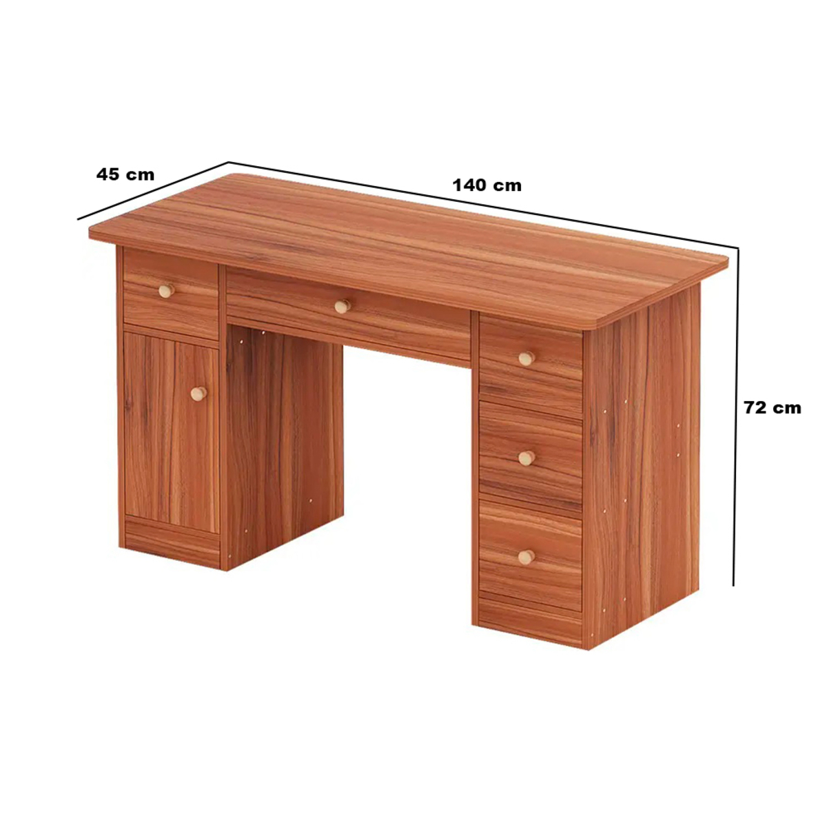 Escritorio madera 6 cajones 140×45 cm Oscuro - Imagen 2