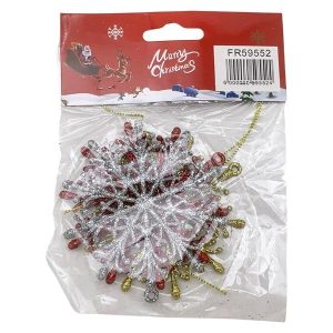Adorno navideño copo de nieve x3, en bolsa