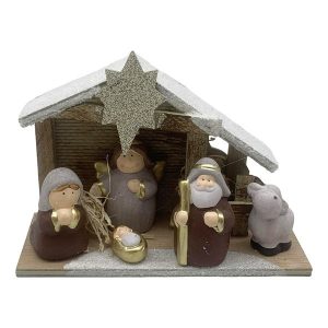 Pesebre con luz 5 figuras, en caja