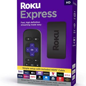Roku Express | Reproductor multimedia de transmisión HD con cable HDMI de alta velocidad y control remoto simple
