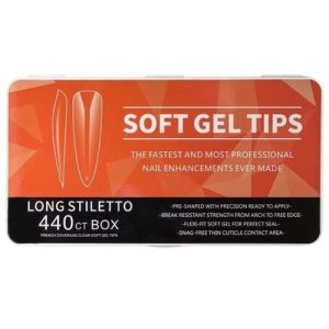 Tips Soft Gel Long Stiletto con sonrisa x440 unidades