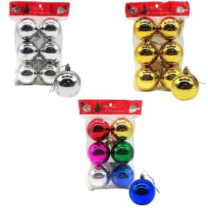 Bolas navideñas x6 5cm, varios colores en bolsa