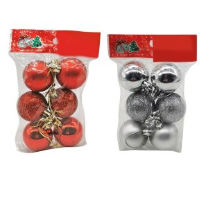 Bolas navideñas x6 3cm con textura surtidas