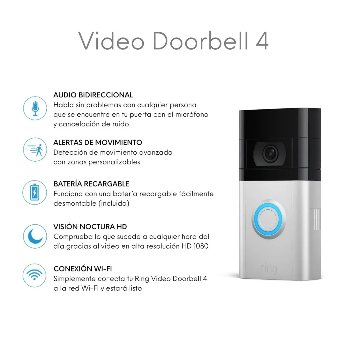 Timbre Inteligente Video Doorbell 4 HD, Wi-Fi - Imagen 2